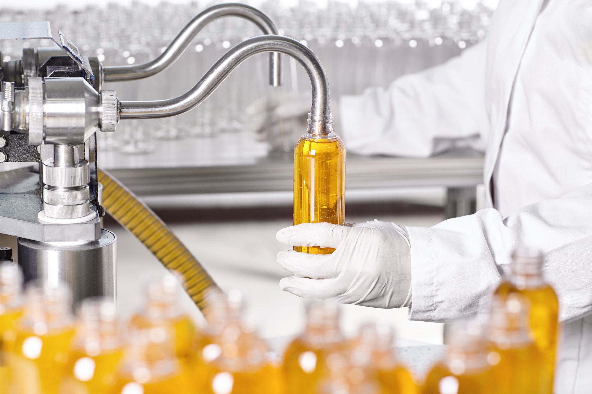 science research innovation development and production concept cosmetology worker manufacturing